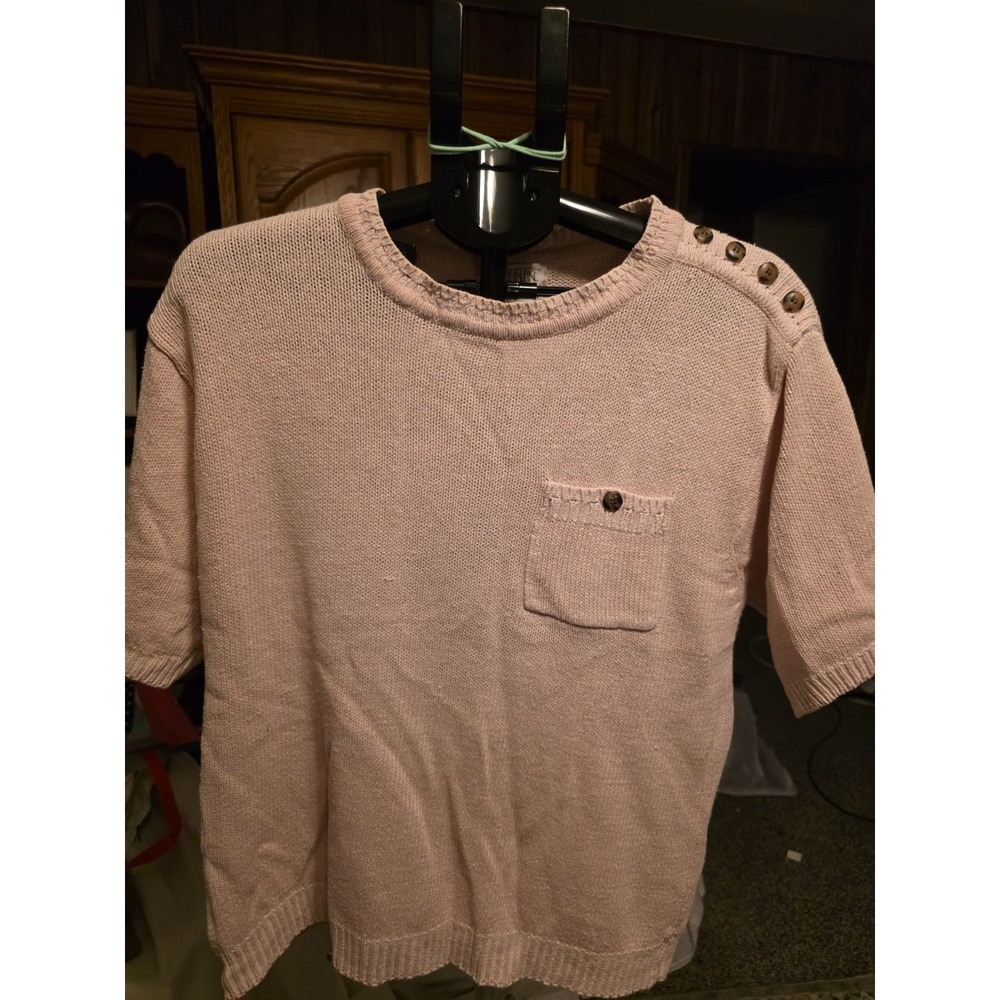 Linsey Blake Pink Short Sleeve Sweater‎ Size XL Silk Blend